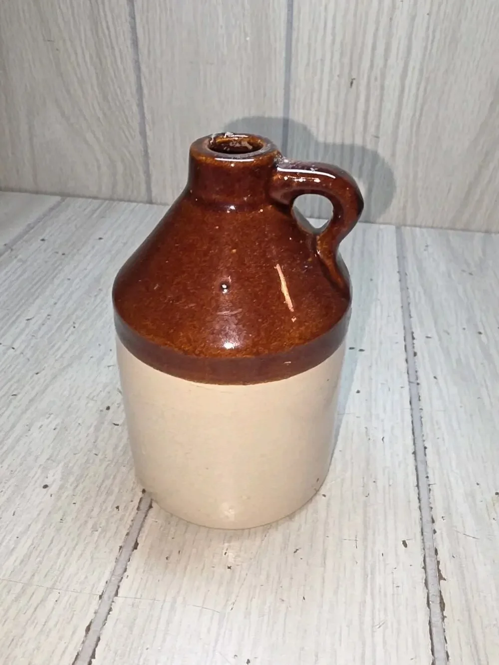Vintage Stoneware Jug Crock Miniature USA Farmhouse Country Primitive 3.5